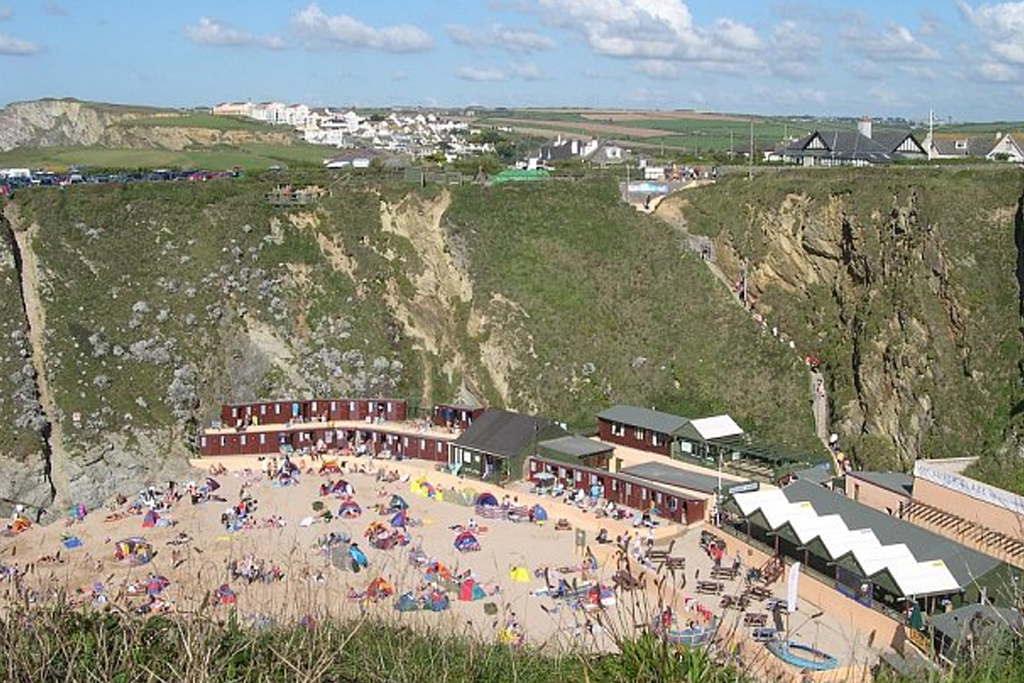 Newquay Lusty Glaze Beach surfing in Cornwall -by Tony Atkin  Geograph (CC BY-SA 2.0)